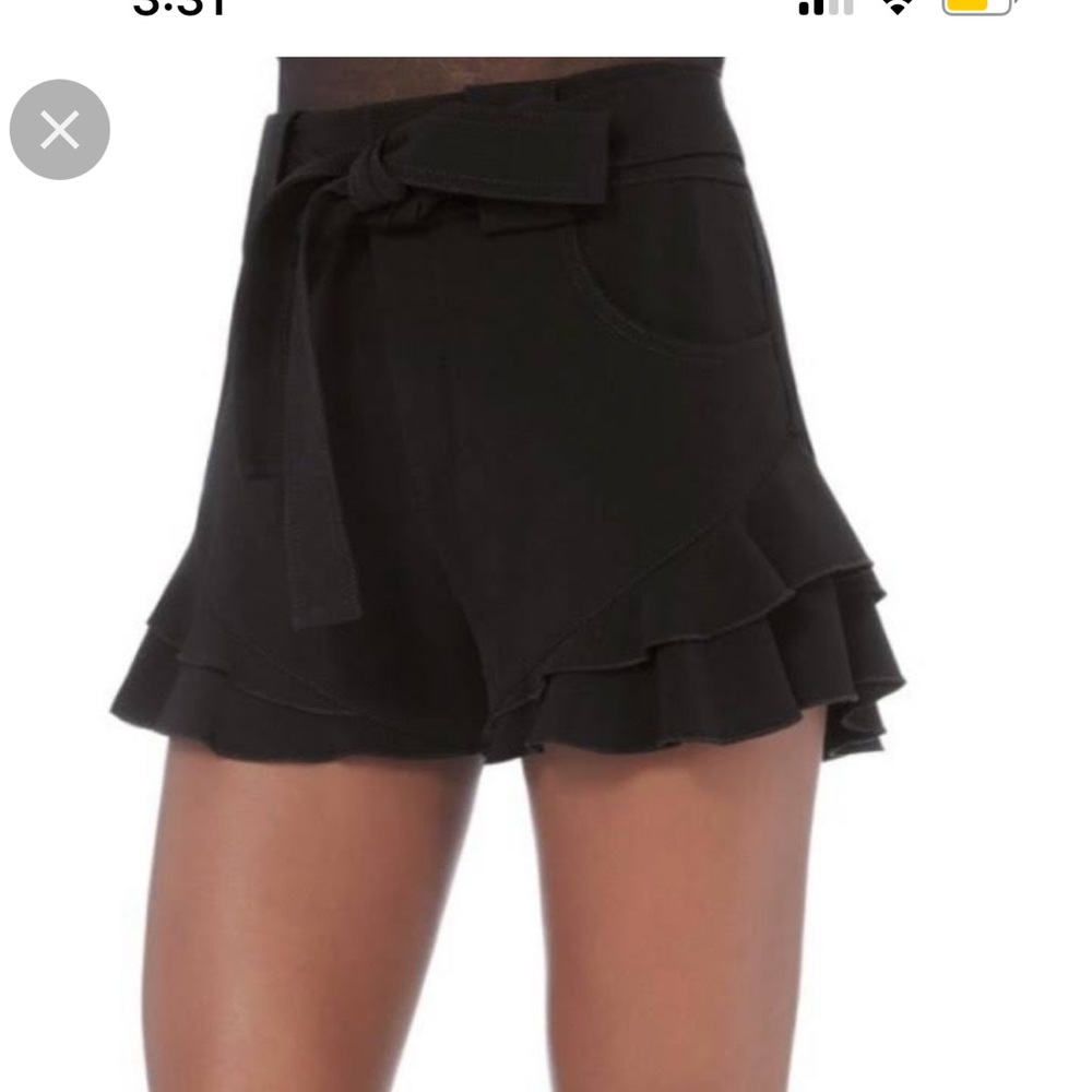Derek Lam Black High-Waisted Frill Shorts